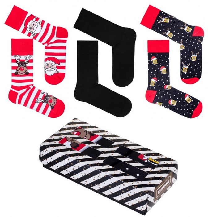 PÁNSKÝ VÁNOČNÍ SET PONOŽEK 3 KS V KRABIČCE