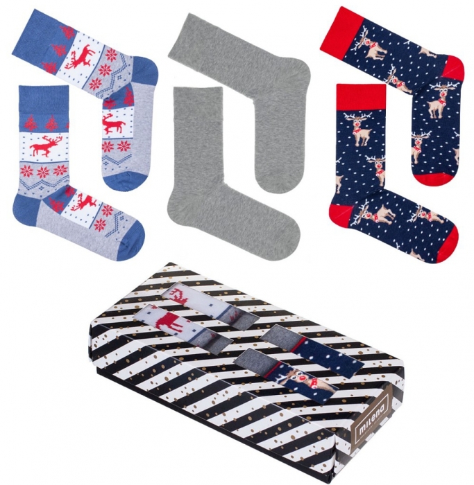 PÁNSKÝ VÁNOČNÍ SET PONOŽEK 3 KS V KRABIČCE