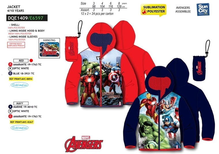 CHLAPECKÁ ŠUSŤÁKOVÁ BUNDA VĚTROVKA AVENGERS tmavě modrá 98