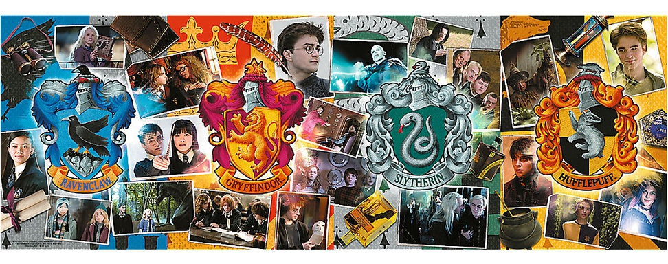 HARRY POTTER PANORAMATICKÉ PUZZLE ČTYŘI BRADAVICKÉ KOLEJE 1000 dílků