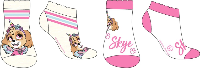 DÍVČÍ KOTNÍČKOVÉ PONOŽKY PAW PATROL SKYE bílorůžové 27/30