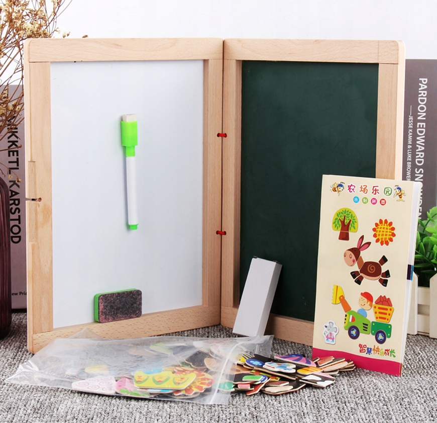 WOODEN TOYS VZDĚLÁVACÍ MAGNETICKÁ OBOUSTRANNÁ DESKA FARMA S PŘÍSLUŠENSTVÍM