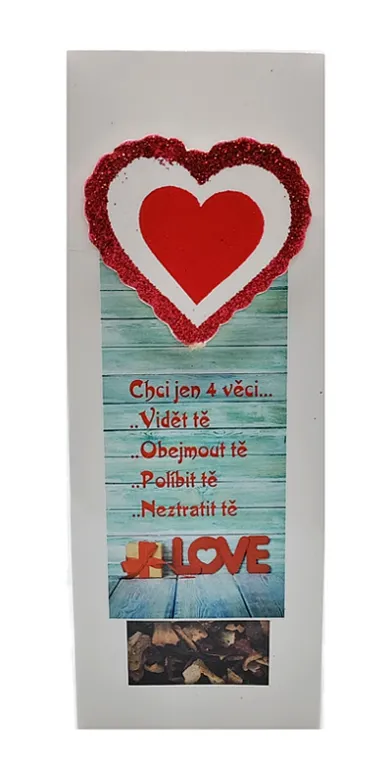 LOVE CHCI JEN 4 VĚCI... - OVOCNÝ ČAJ S DEKORACÍ V KRABIČCE 50g
