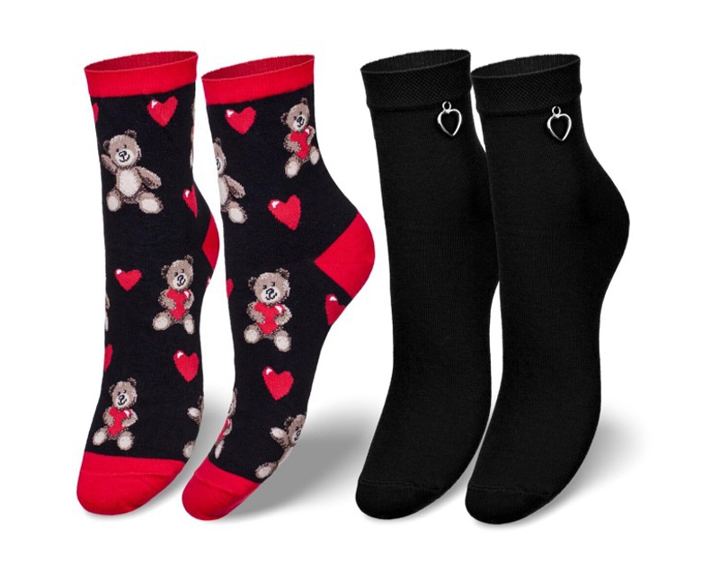 DÁMSKÉ PONOŽKY - VALENTÝNSKÝ SET V KRABIČCE ČERNÝ