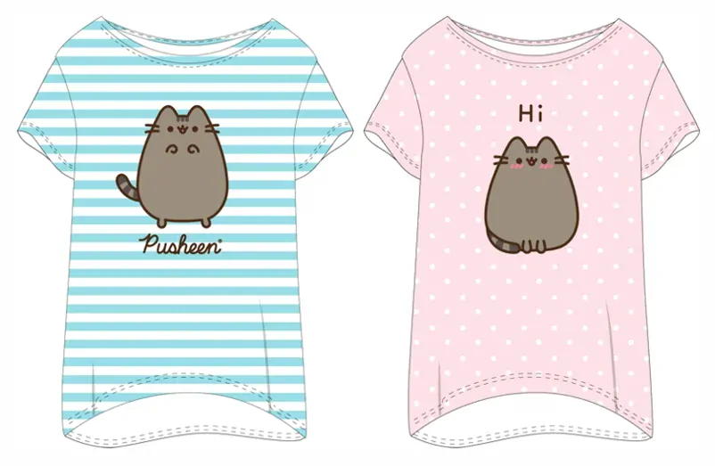 DÍVČÍ/DÁMSKÉ TRIČKO NA SPANÍ KOČIČKA PUSHEEN RŮŽOVÉ