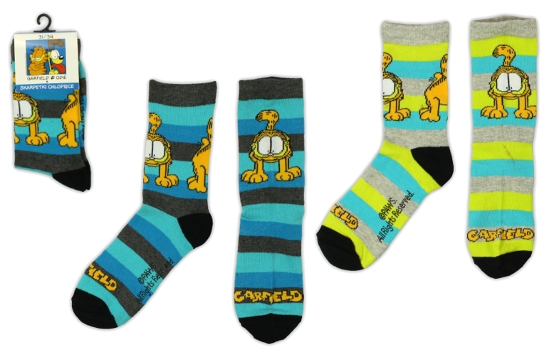 PONOŽKY GARFIELD UNISEX zelený proužek 23/26