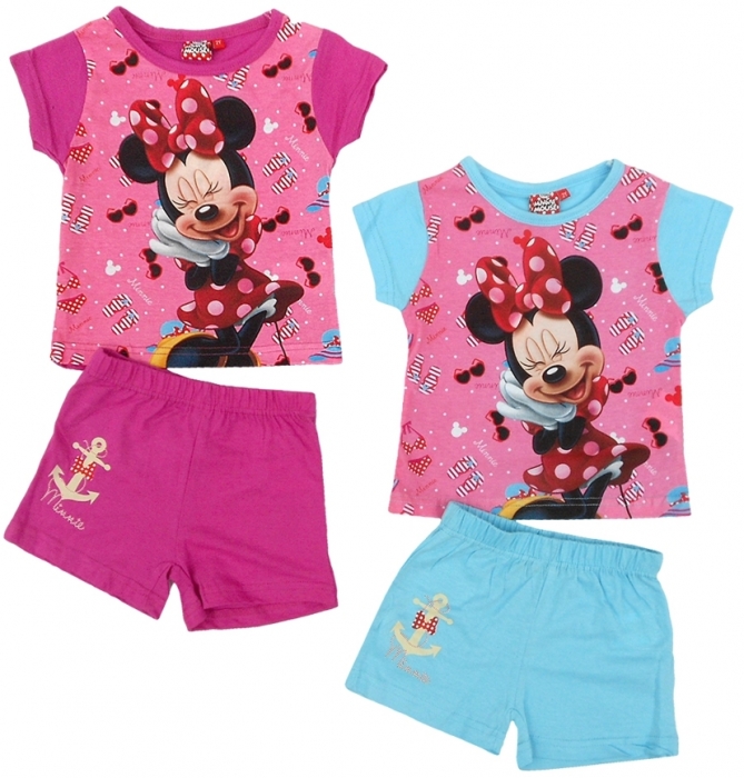 DÍVČÍ LETNÍ KOMPLET - TRIČKO A ŠORTKY MINNIE MOUSE modrý