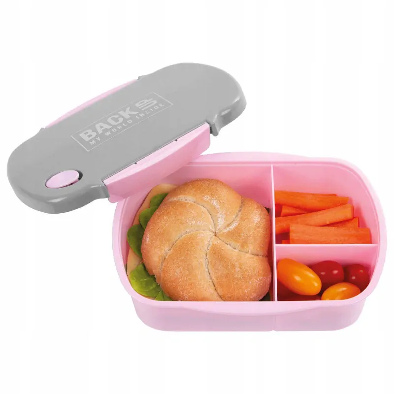 Backup svačinový box s přihrádkami růžový