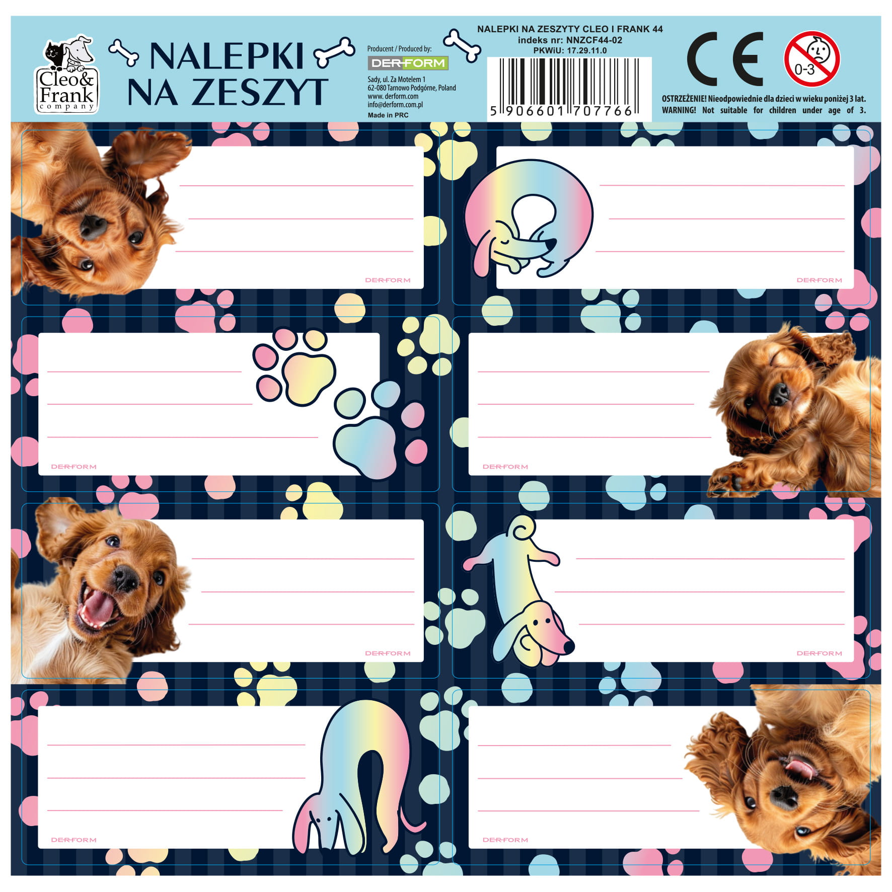 Samolepky - jmenovky na sešity Cleo a Frank pejsci