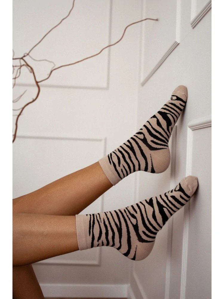 Dámské ponožky zebra béžové