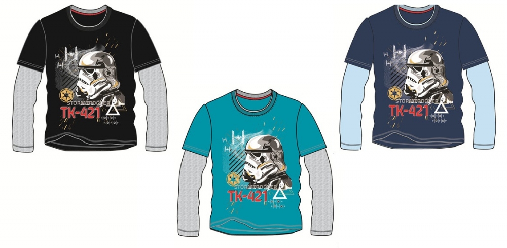 CHLAPECKÉ TRIČKO STAR WARS DLOUHÝ RUKÁV tmavě modré