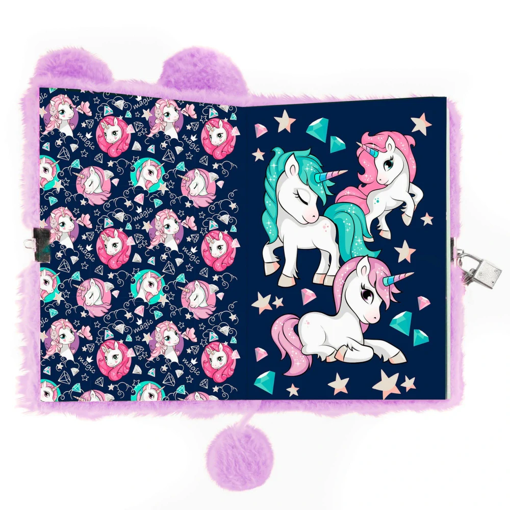 Plyšový deník se zámkem A5 Unicorn