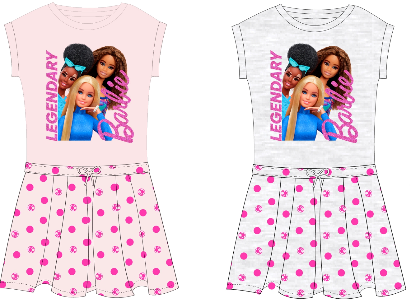 Dívčí šaty Barbie šedé 140