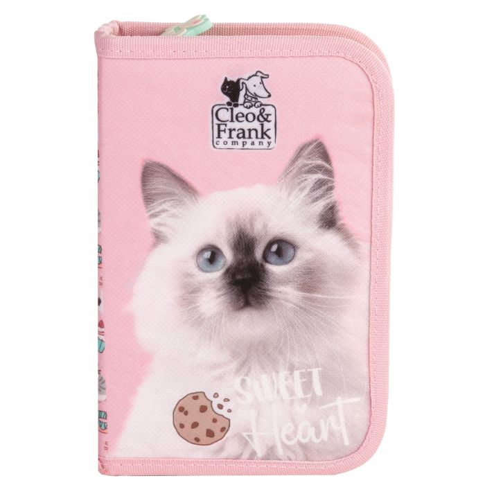 Školní jednopatrový penál plně vybavený Cleo a Frank kočka