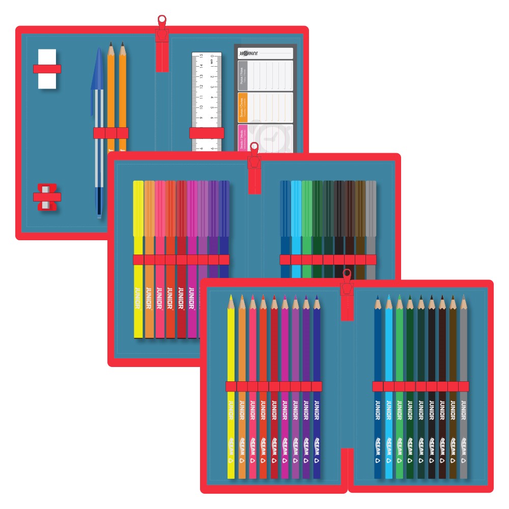 Školní třípatrový penál s výbavou Hockey