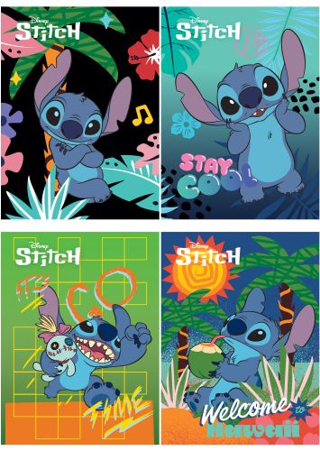Školní sešit A5 Stitch 32 listů, čtverečkovaný, 4 druhy