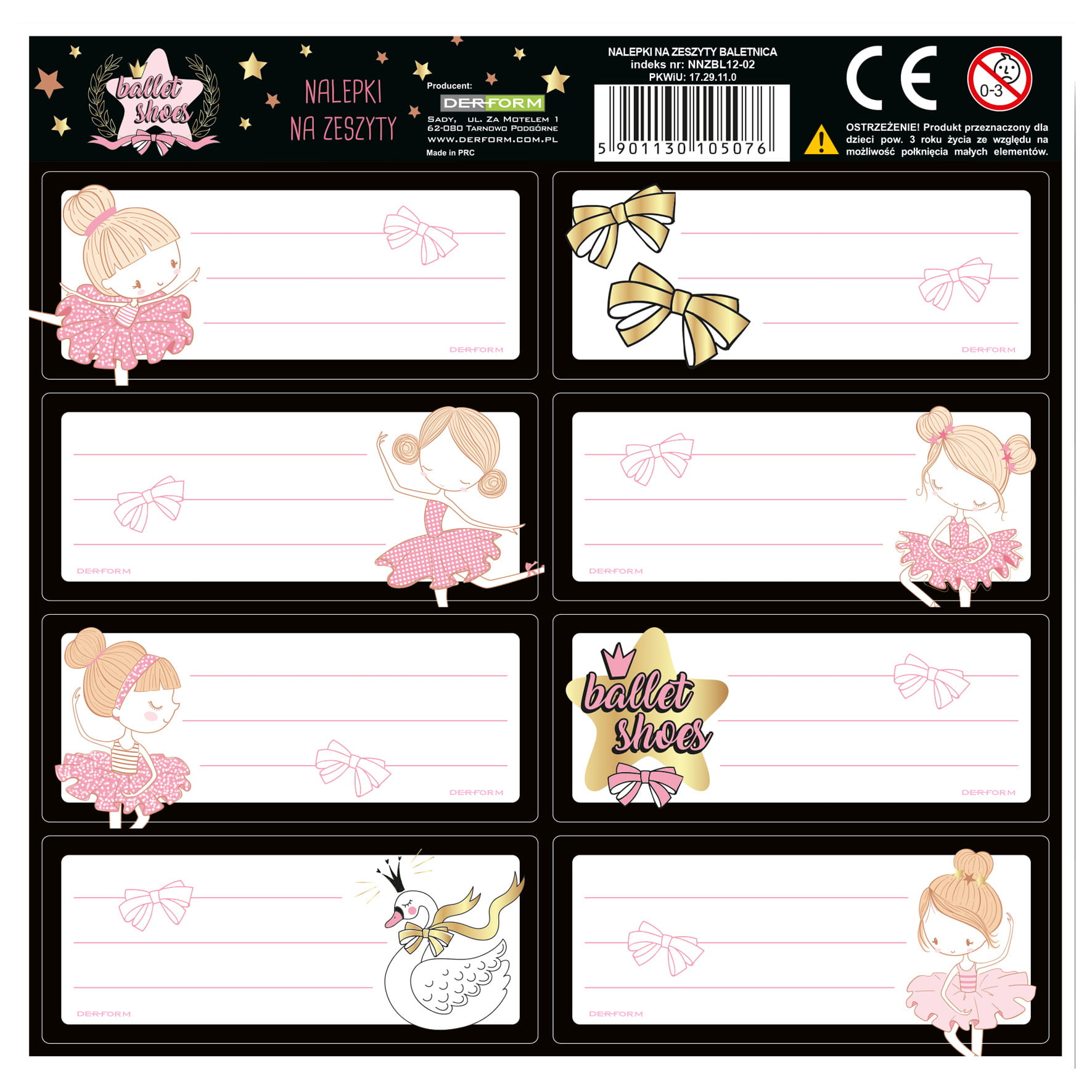 Samolepky - jmenovky na sešity balerína