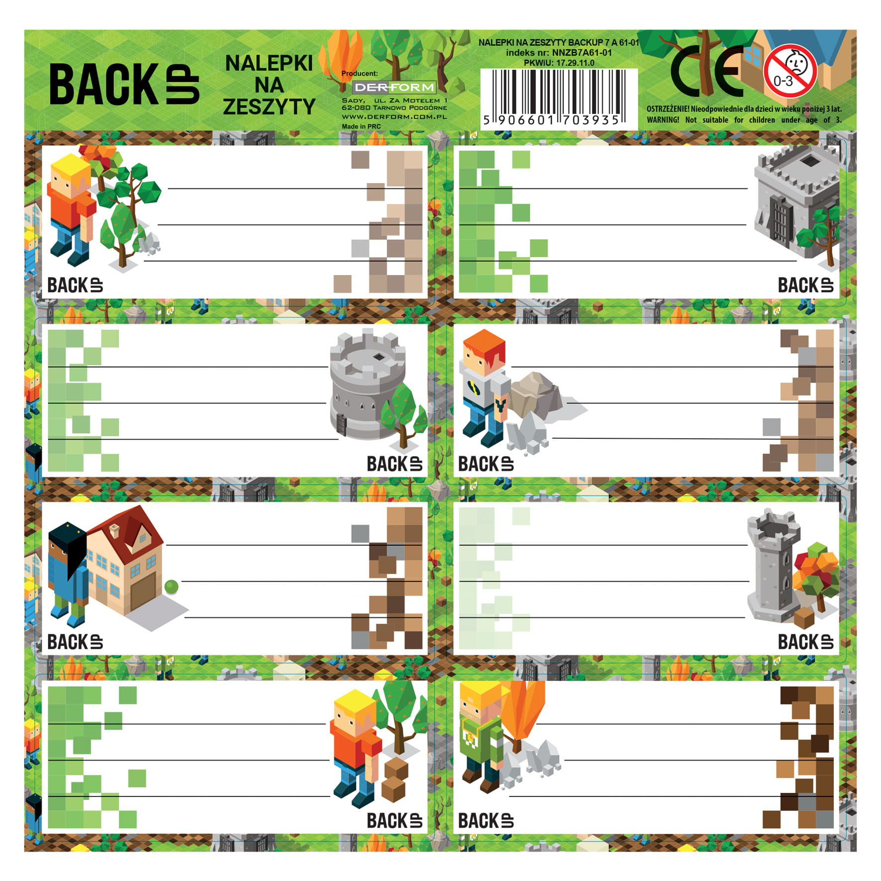 Samolepky - jmenovky na sešity Backup Game Level