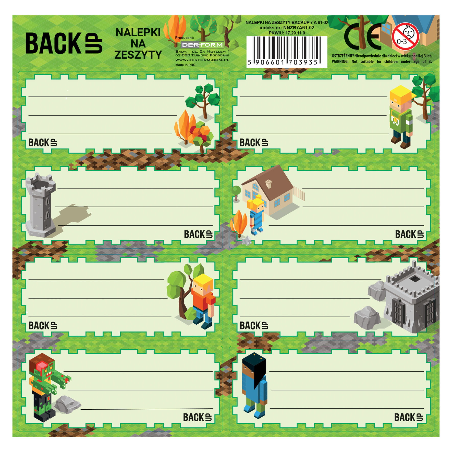 Samolepky - jmenovky na sešity Backup Game Level