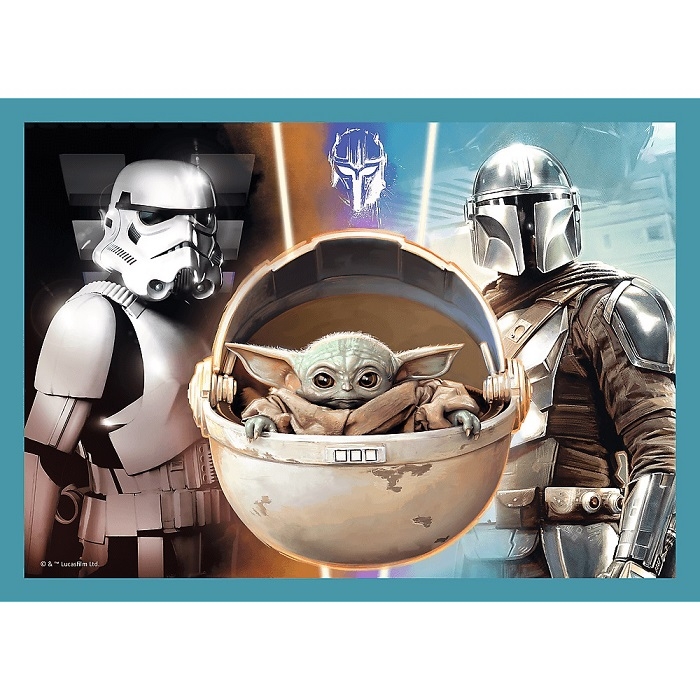 PUZZLE STAR WARS MANDALORIAN A JEHO SVĚT 4 V 1 MIX 35,48,54 A 70 DÍLKŮ