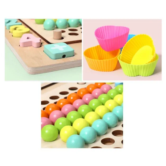 WOODEN TOYS DŘEVĚNÁ VÍCEÚČELOVÁ HRAČKA CHYTÁNÍ RYBIČEK
