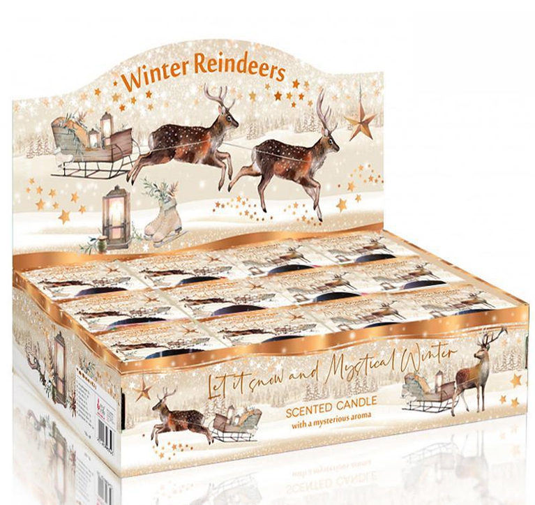 BARTEK SVÍČKA VE SKLE WINTER REINDEERS LET IT SNOW 115g