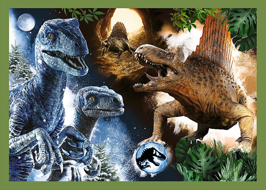 PUZZLE DINOSAUŘI JURSKÝ SVĚT 4 V 1 MIX 35,48,54 A 70 DÍLKŮ