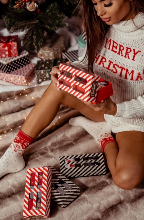 DÁMSKÝ VÁNOČNÍ SET PONOŽEK 3 KS V KRABIČCE