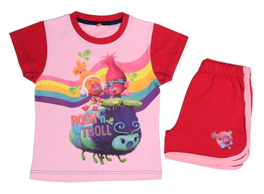 LETNÍ KOMPLET - TRIČKO A ŠORTKY TROLLOVÉ růžový 104