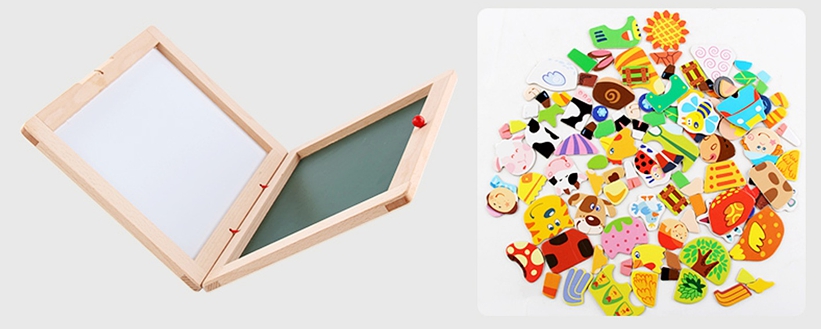 WOODEN TOYS VZDĚLÁVACÍ MAGNETICKÁ OBOUSTRANNÁ DESKA FARMA S PŘÍSLUŠENSTVÍM