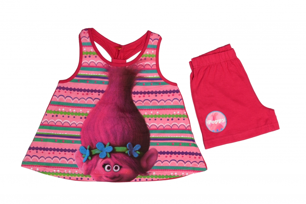 LETNÍ KOMPLET - TRIČKO A ŠORTKY TROLLOVÉ růžový