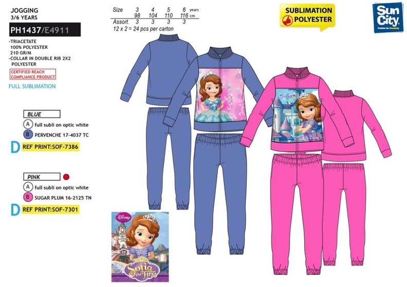 DÍVČÍ SPORTOVNÍ SOUPRAVA DISNEY PRINCEZNA SOFIE modrá 98