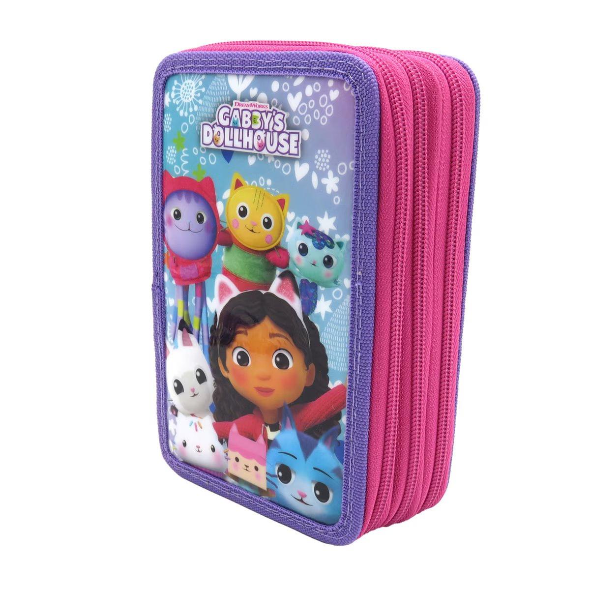 Školní třípatrový plně vybavený penál Gabby´s Dollhouse + sáček zdarma