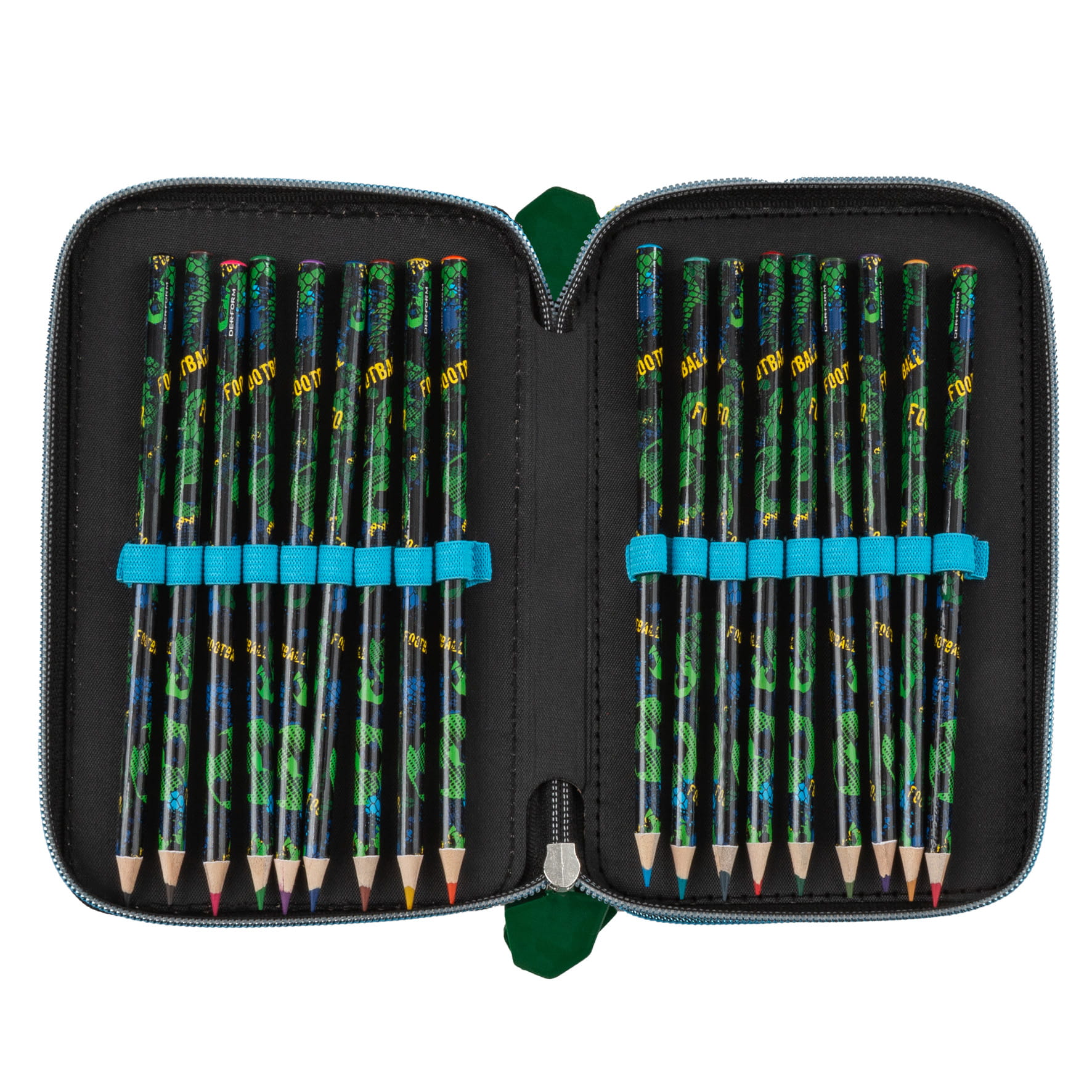 Školní třípatrový plně vybavený penál fotbal