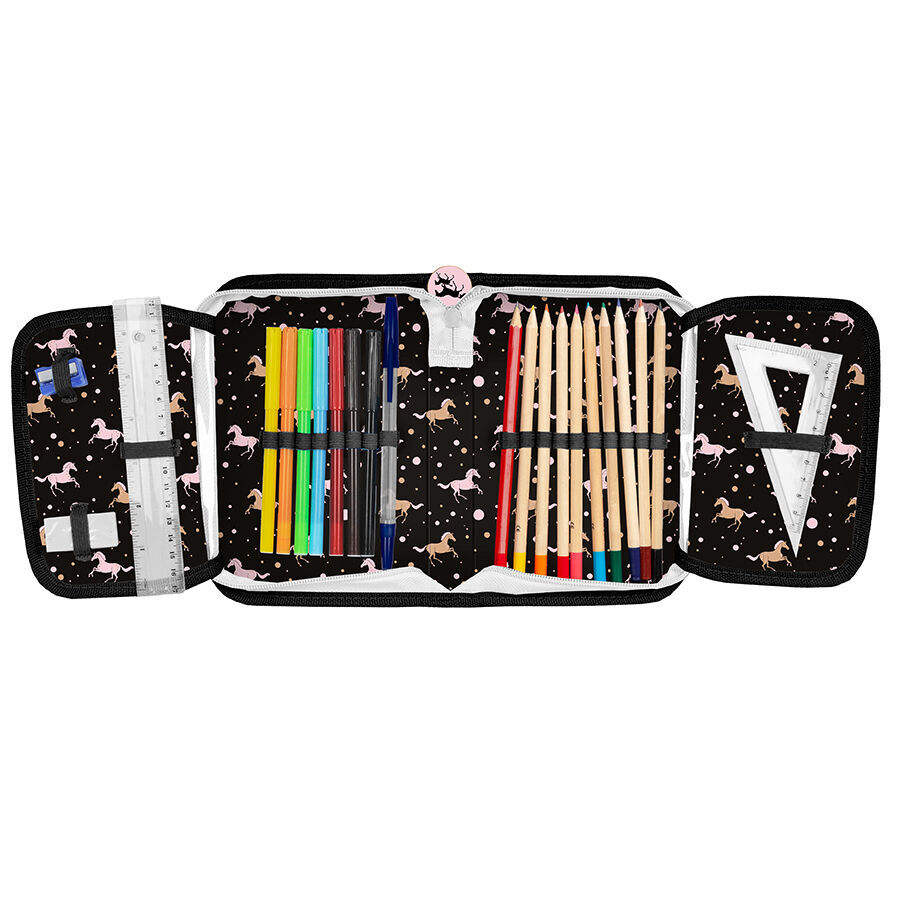 Paso školní jednopatrový penál plně vybavený koně Lovely Horses