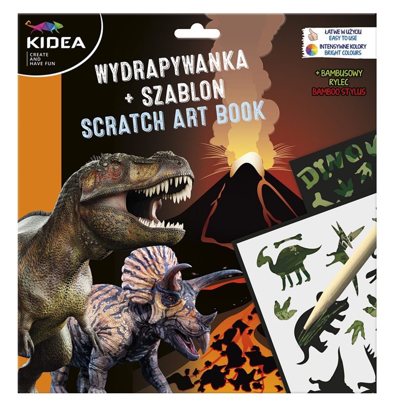 Kidea kreativní stírací karty se šablonami dinosauři