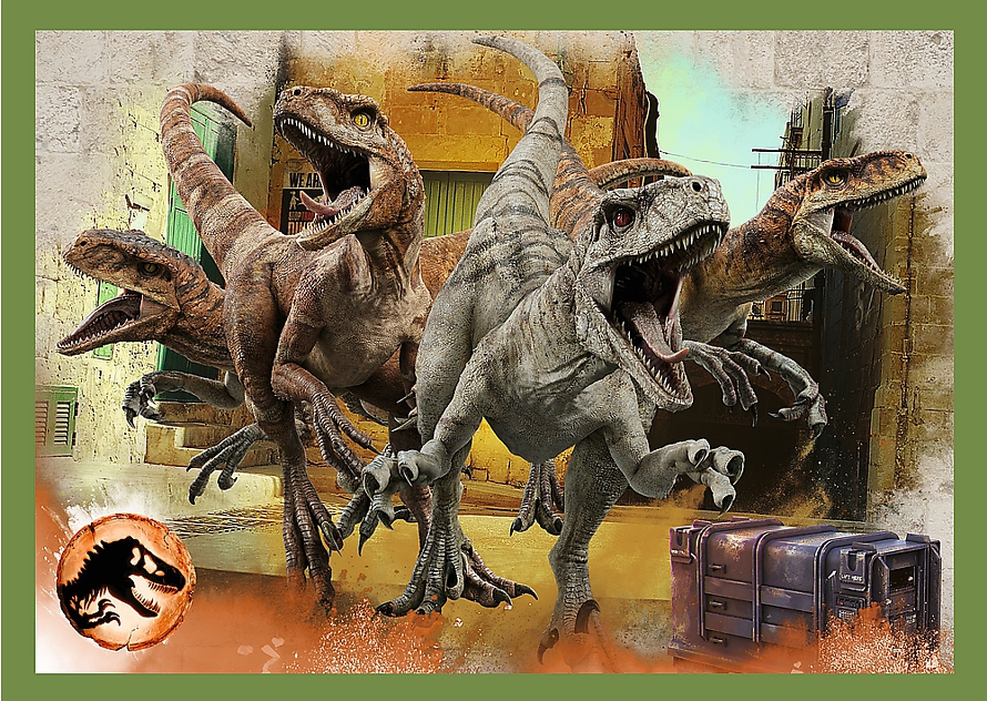 PUZZLE DINOSAUŘI JURSKÝ SVĚT 4 V 1 MIX 35,48,54 A 70 DÍLKŮ