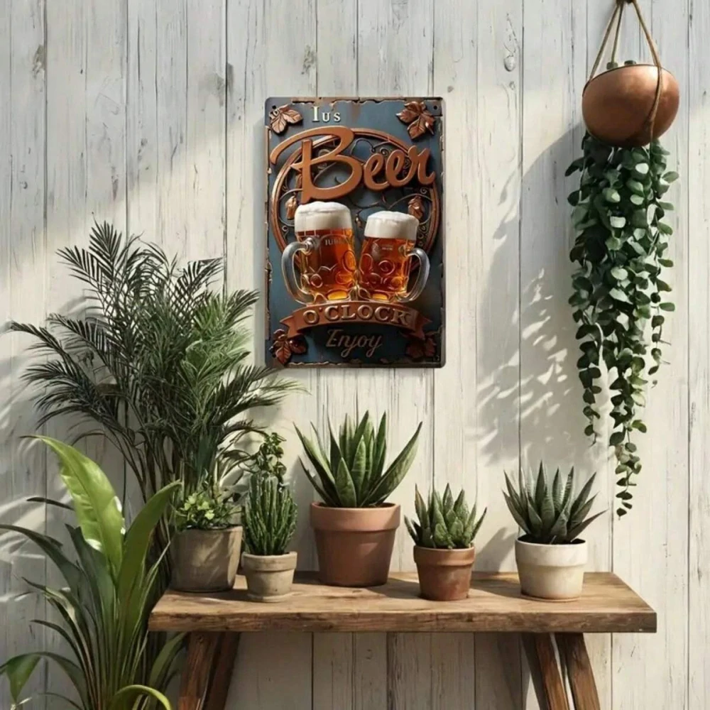 Plechová vintage cedule Beer Time 20x30cm