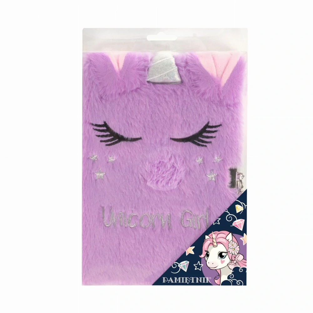Plyšový deník se zámkem A5 Unicorn