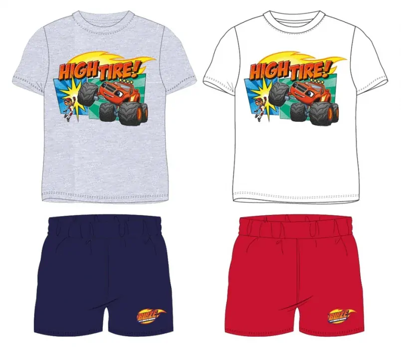 CHLAPECKÉ LETNÍ PYŽAMO BLAZE, PLAMÍNEK A ČTYŘKOLÁCI modré