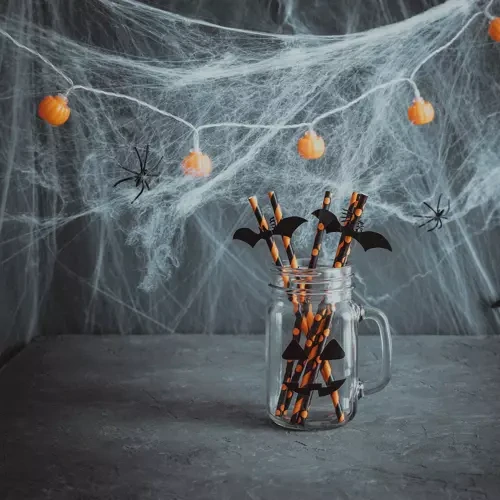 Malatec dekorace Halloween umělá pavučina a 2 pavouci