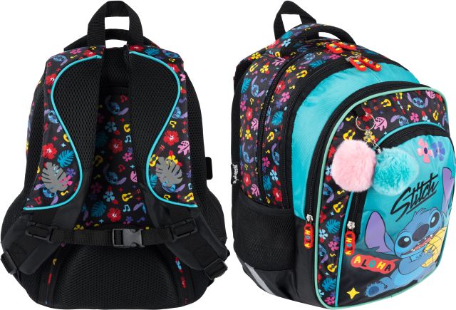 Školní ergonomický čtyřkomorový batoh Stitch Mint Aloha