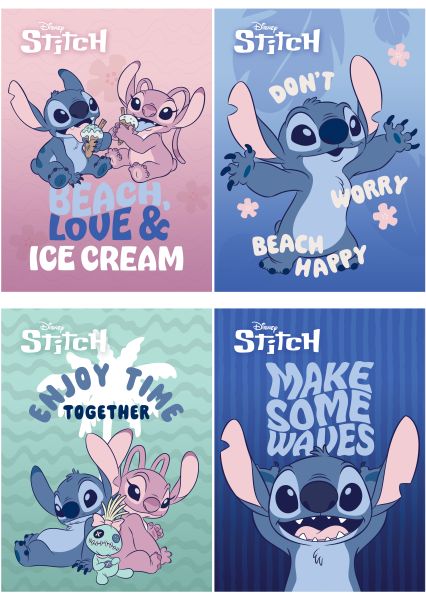 Školní sešit A5 Stitch linkovaný 4 druhy