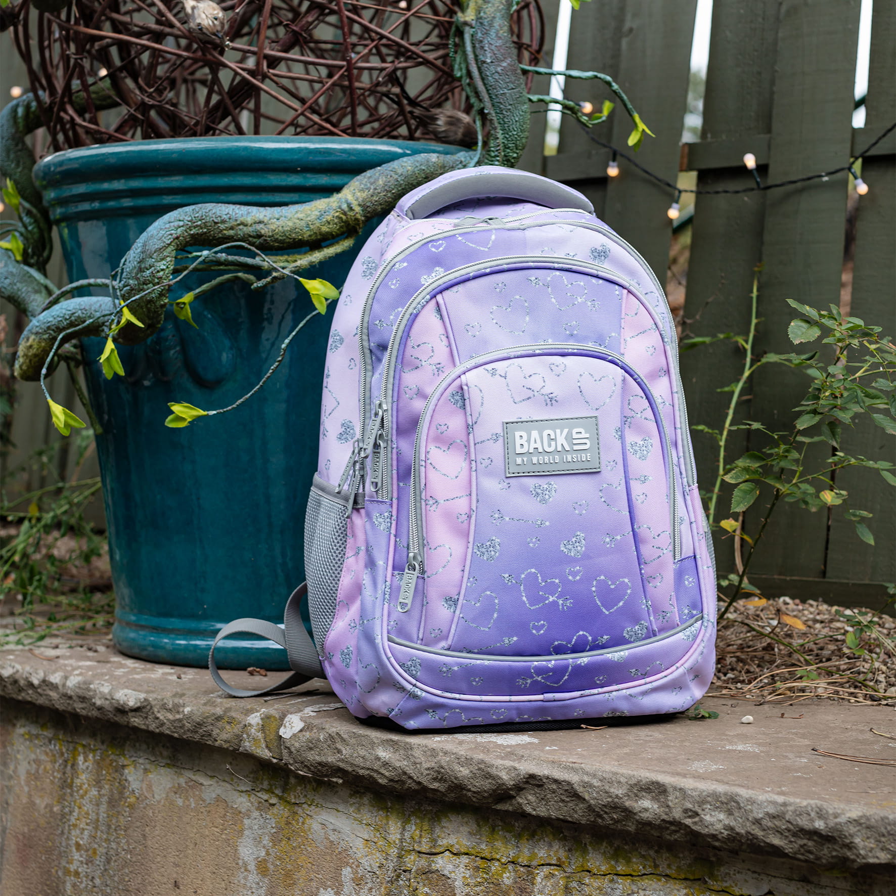 Backup školní, studenstký batoh srdce