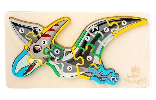 DŘEVĚNÉ PUZZLE SKLÁDAČKA DINOSAURUS PTAKOJEŠTĚR 19,5 CM