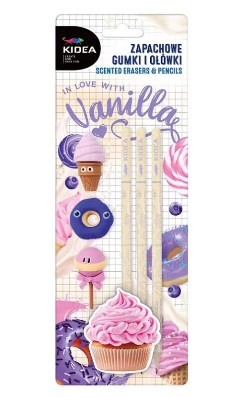 KIDEA ŠKOLNÍ SADA 6 KS VONNÉ TUŽKY A GUMY VANILKA