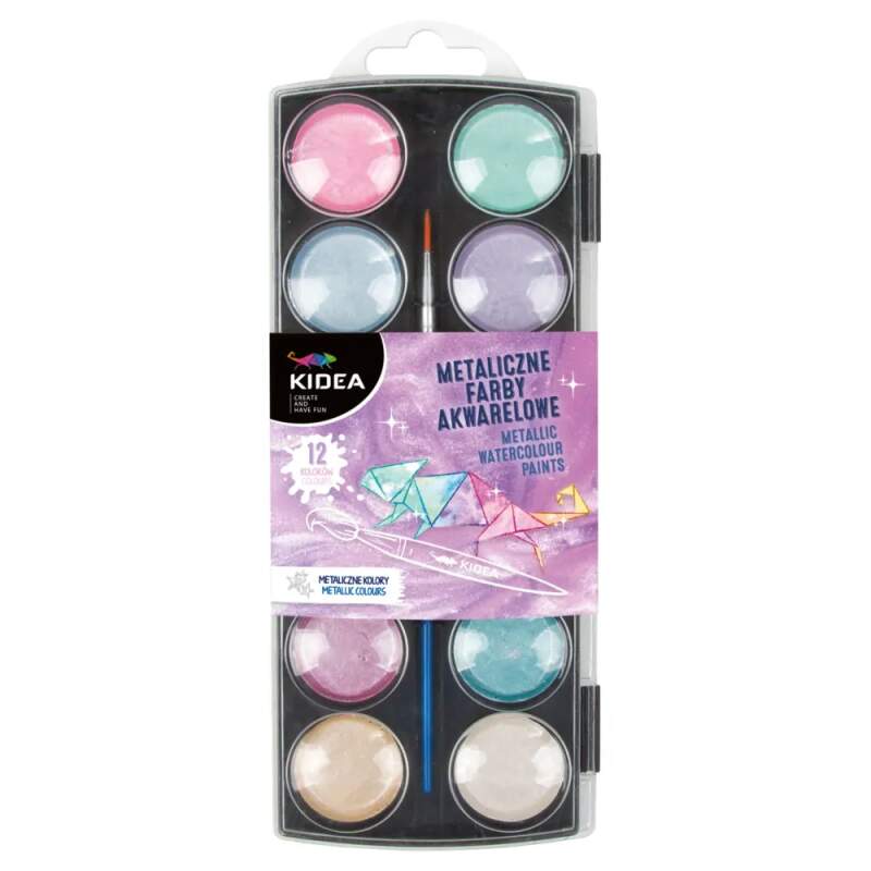 KIDEA METALICKÉ AKVARELOVÉ VODOVÉ BARVY 12 BAREV