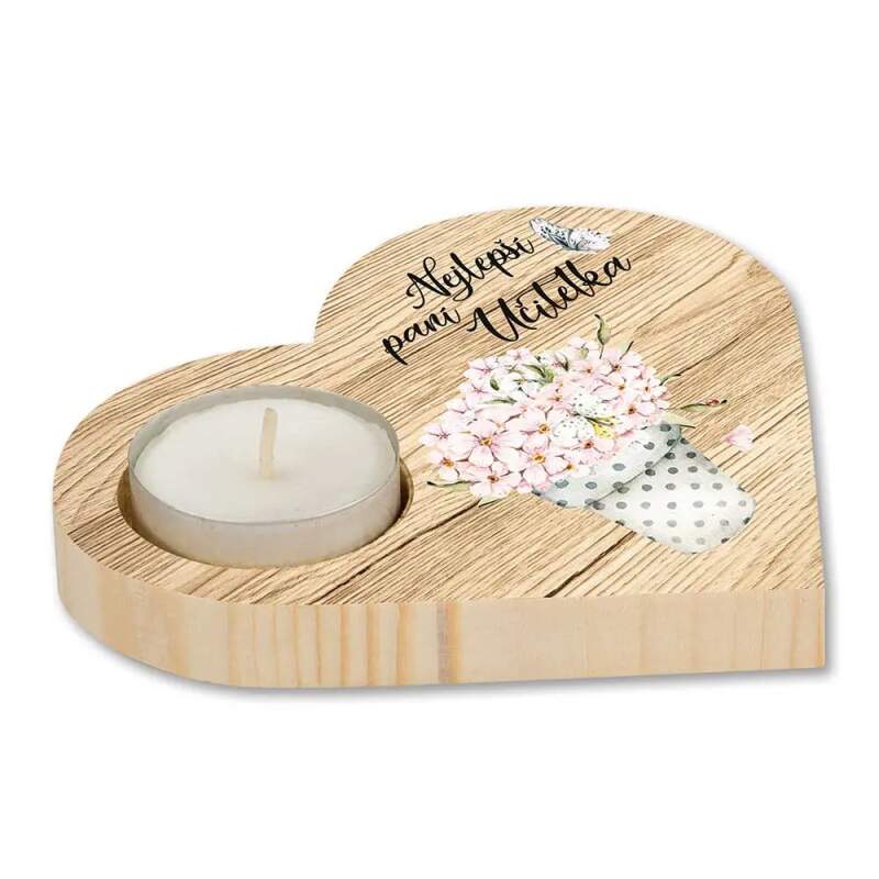 Dřevěný dekorační svícen pro paní učitelku