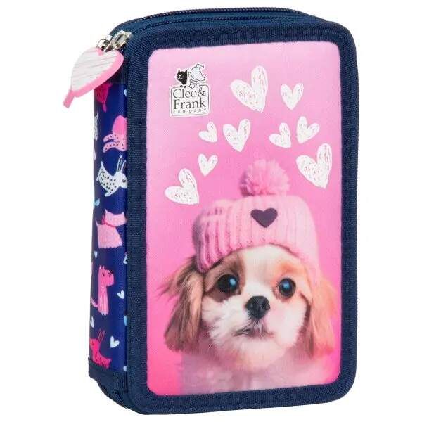 Školní dvoupatrový plně vybavený penál Cleo a Frank pejsek