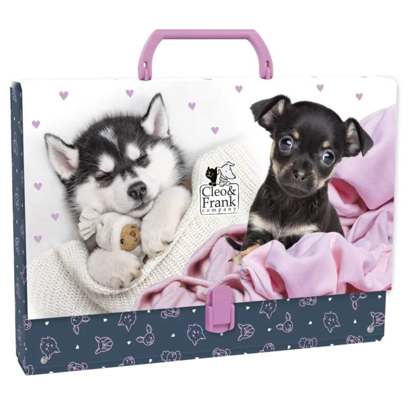 Kufřík A4 s rukojetí Cleo a Frank pejsci